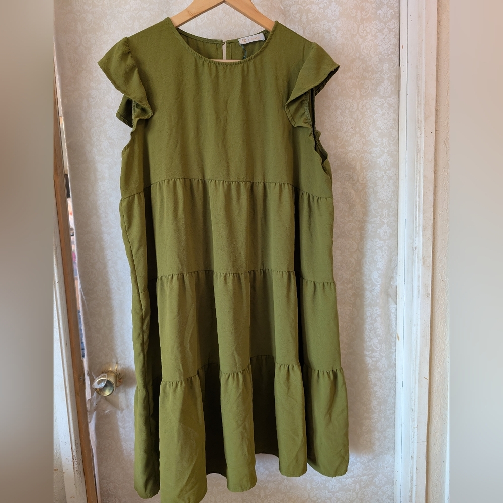 KIRUNDO‎ SZ.Large Mini Dress Green Lightweight
